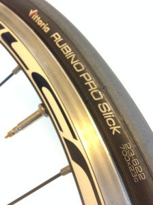 a close-up of the Rubino PRO Slick bike tire
